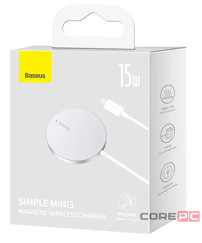 Беспроводное зарядное устройство Baseus Simple Mini 3 Magnetic Wireless 15W CCJJ040012 белое