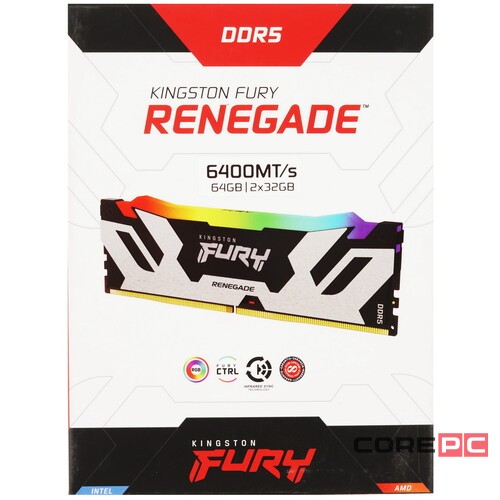 Оперативная память 64 Gb 6400 MHz Kingston FURY Renegade Silver/Black RGB (KF564C32RSAK2-64)