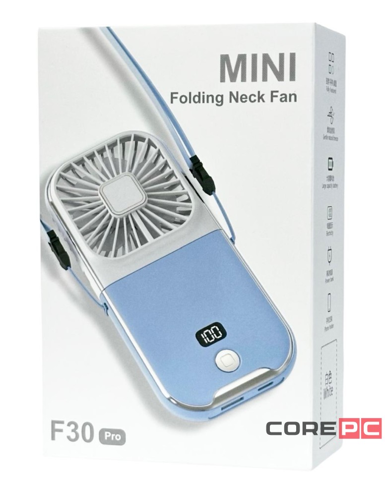 Вентилятор портативный + powerbank 3000mAh Xiaomi F30 Pro белый