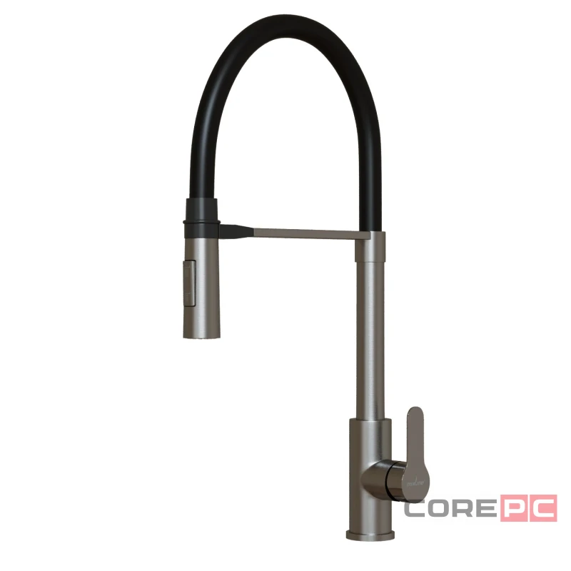 Смеситель для кухни MIXLINE МЛНС-0402/MLSS-0402 черный, рычажное управление, цвет сатин/черный