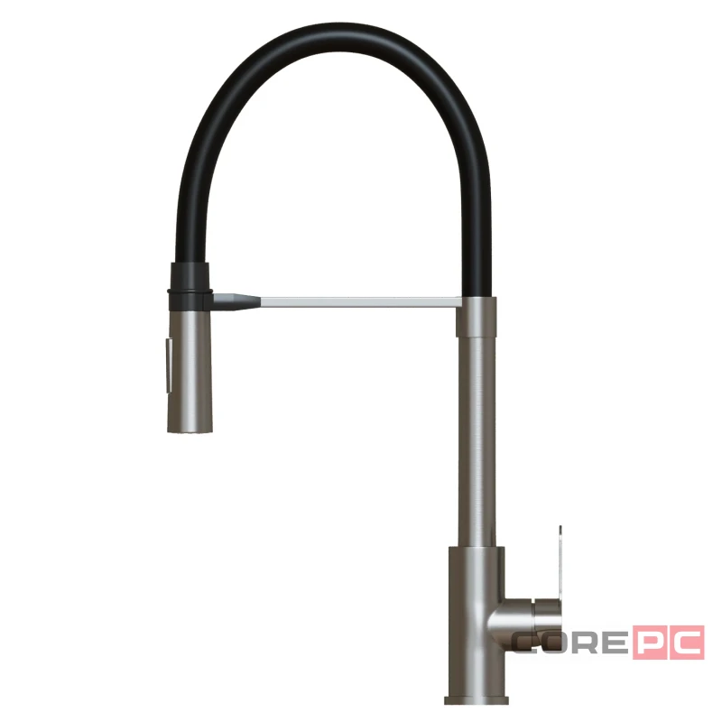 Смеситель для кухни MIXLINE МЛНС-0402/MLSS-0402 черный, рычажное управление, цвет сатин/черный