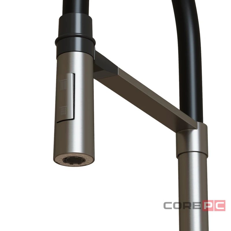 Смеситель для кухни MIXLINE МЛНС-0402/MLSS-0402 черный, рычажное управление, цвет сатин/черный