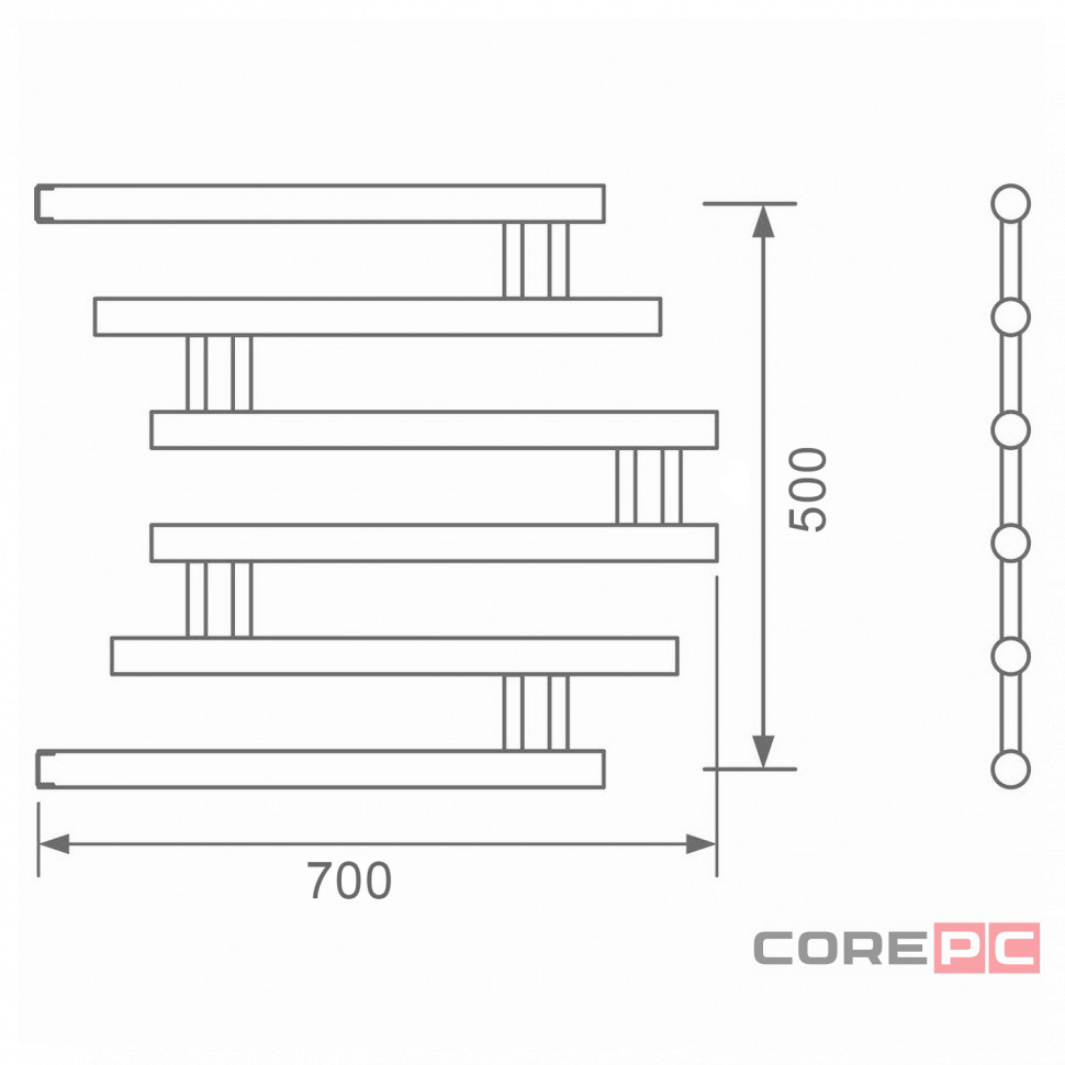 Водяной полотенцесушитель MIXLINE Серия СИМПЛ ПM4 ML-556338, нержавеющая сталь, пм-образная форма