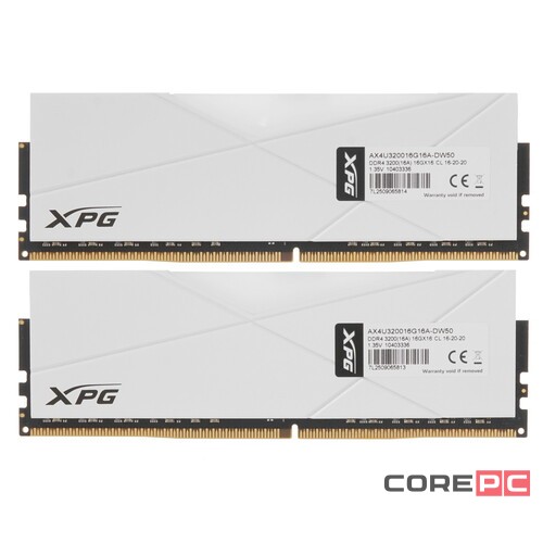 Оперативная память 32 Gb 3200 MHz ADATA XPG SPECTRIX D50 RGB White (AX4U320016G16A-DW50)