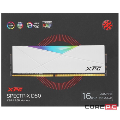 Оперативная память 32 Gb 3200 MHz ADATA XPG SPECTRIX D50 RGB White (AX4U320016G16A-DW50)
