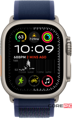 Apple Watch Ultra 2 (2024) 49mm Natural Titanium Case with Blue Trail Loop (M/L)