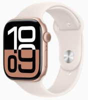 Apple Watch Series 10 42mm Rose Gold Aluminum Case with Starlight Sport Band (S/M)