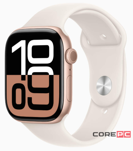 Apple Watch Series 10 42mm Rose Gold Aluminum Case with Starlight Sport Band (S/M)