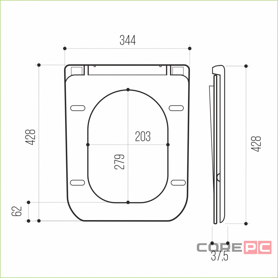 Сиденье для унитаза  WAVE СКВЕР/SQUARE дюропласт, микролифт БЕЛЫЙ