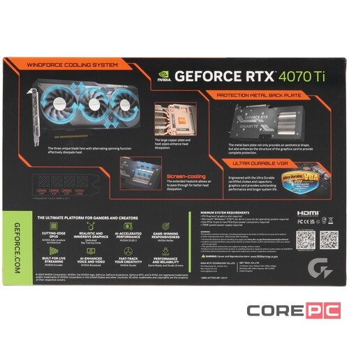 Видеокарта Gigabyte (GV-N407TWF3OC-12GD) GeForce RTX 4070 Ti 12GB WINDFORCE OC