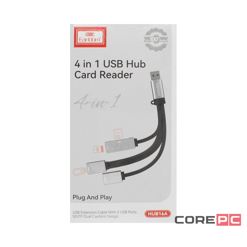 Кабель-переходник Earldom ET-HUB16A USB на 2USB2.0/SD/TF серый