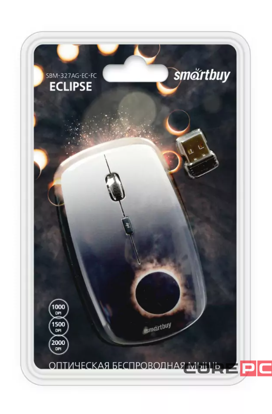 Мышь беспроводная Smartbuy 327AG Eclipse USB/DPI 1000-1500-2000/4 кнопки/2AAA (SBM-327AG-EC-FC)