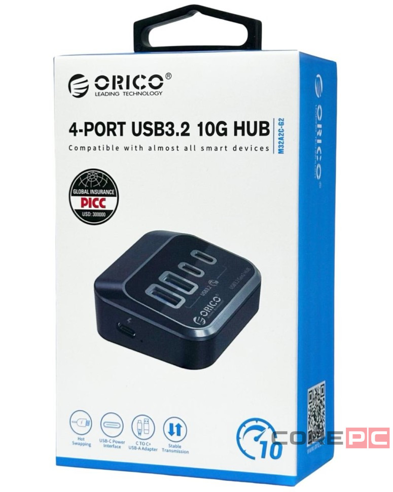 USB-С хаб Orico M32A2C-G2 USB3.2х2/USB-C3.2x2 серый