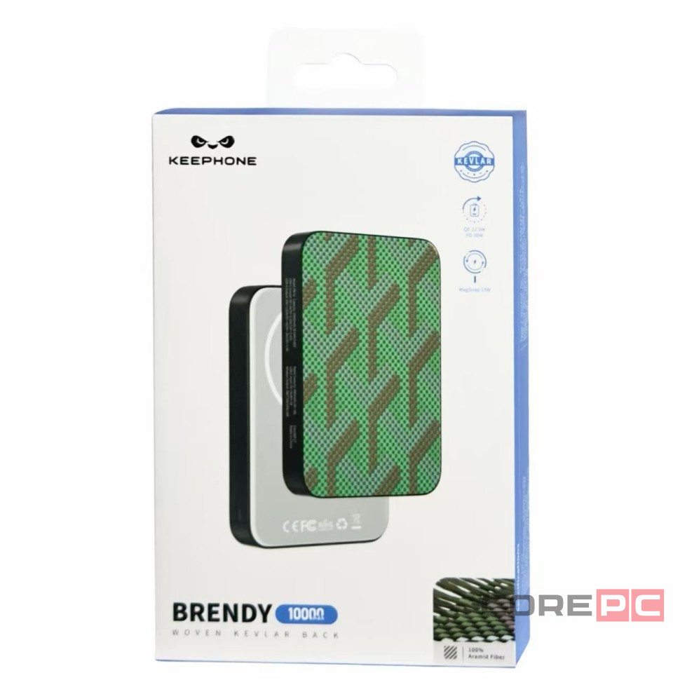 Powerbank магнитный с MagSafe Keephone Brendy Woven 10000mAh зелёный