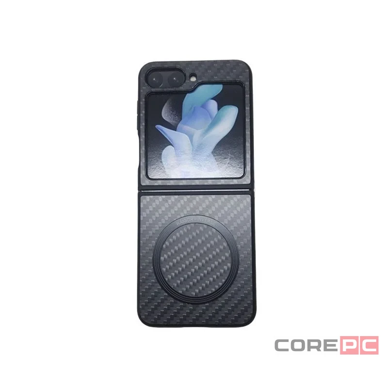 Чехол-накладка Raigor Inverse MagSafe Scott Plus Series для Samsung Galaxy Z Flip 5 карбоновый (черно-серый)