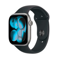 Apple Watch Series 11 46mm Space Gray Aluminium Case with Black Sport Band (S/M)