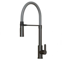 Смеситель для кухни MIXLINE МЛНС-0402Г/MLSS-0402BL серый, рычажное управление, цвет черный графит/серый