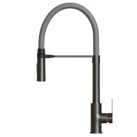 Смеситель для кухни MIXLINE МЛНС-0402Г/MLSS-0402BL серый, рычажное управление, цвет черный графит/серый