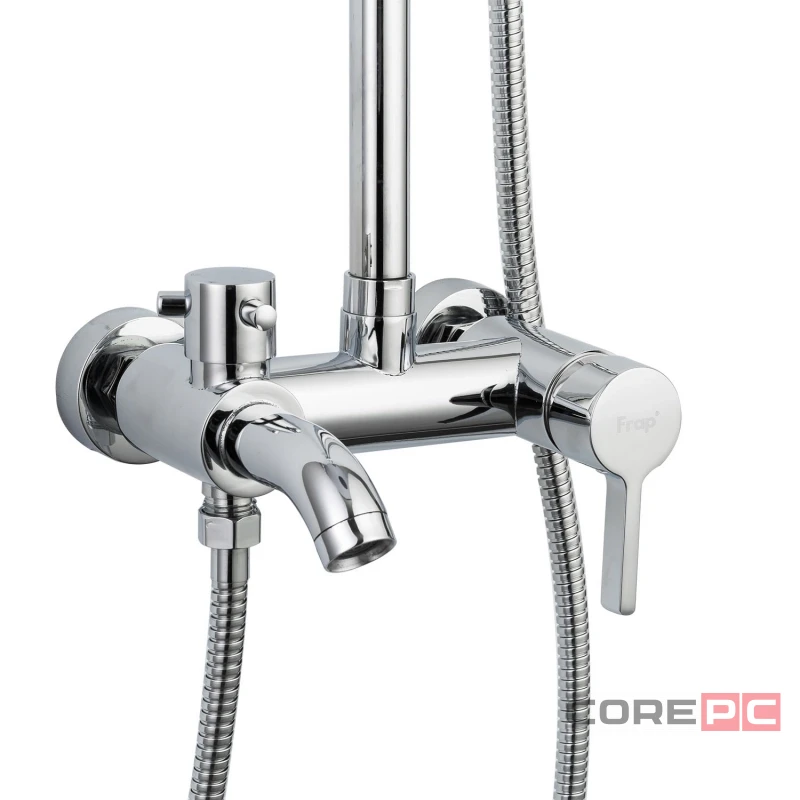 Душевая система Frap 40к F2416 лейка тропический душ (D200мм, хром, латунь)
