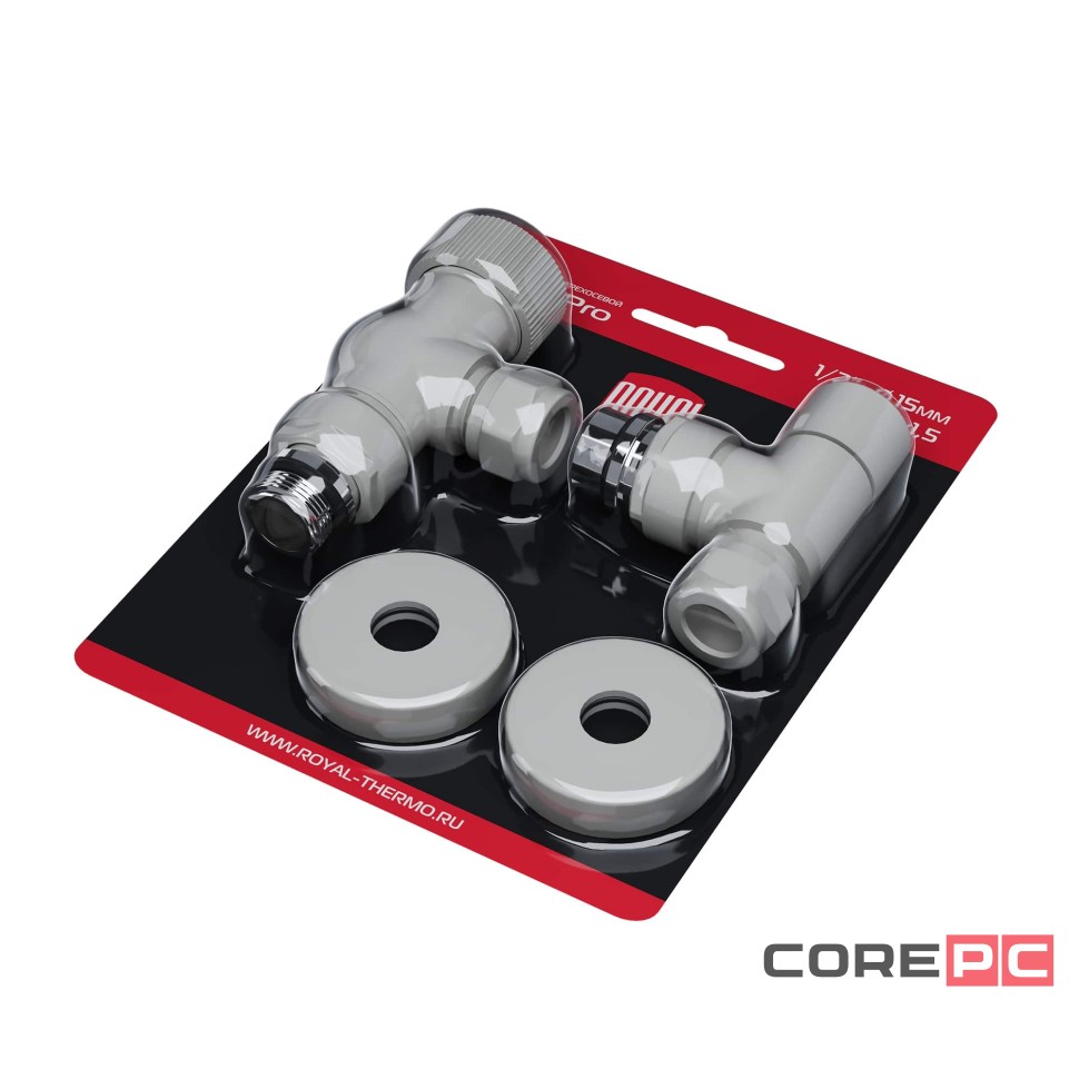 Набор термостатический осевой Royal Thermo Design Pro 15мм М30х1,5 (Белый)