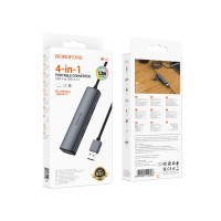 Кабель-переходник Borofone DH12 USB на USB2.0x4 1.2М серый