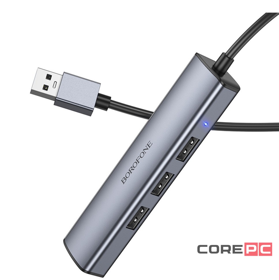 Кабель-переходник Borofone DH12 USB на USB2.0x4 1.2М серый