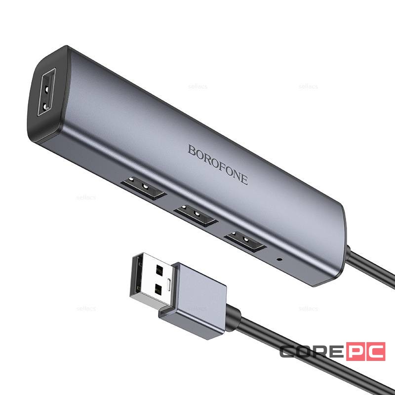 Кабель-переходник Borofone DH12 USB на USB2.0x4 1.2М серый