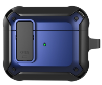 Чехол WiWU Mecha для AirPods 3 противоударный с карабином (черный/синий)