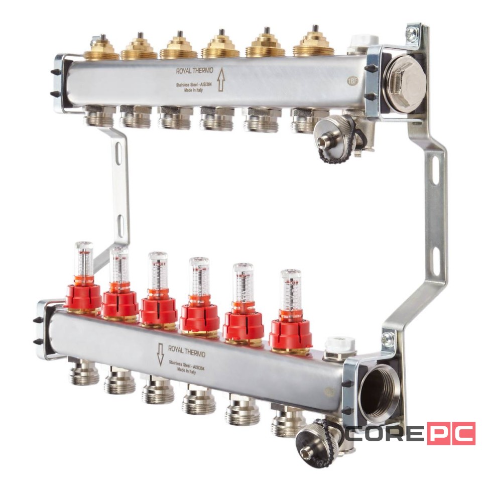 Коллектор нерж. в сборе с расходомерами 1quot; ВР-3/4quot; НР, 4 выхода