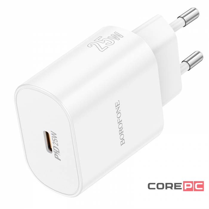 Сетевое зар. устр. Borofone BA82A с кабелем Type-C на Type-C 1C 25W 3A белое