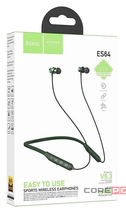 Беспроводные наушники для спорта Hoco ES64 BT5.3/30ч зелёные