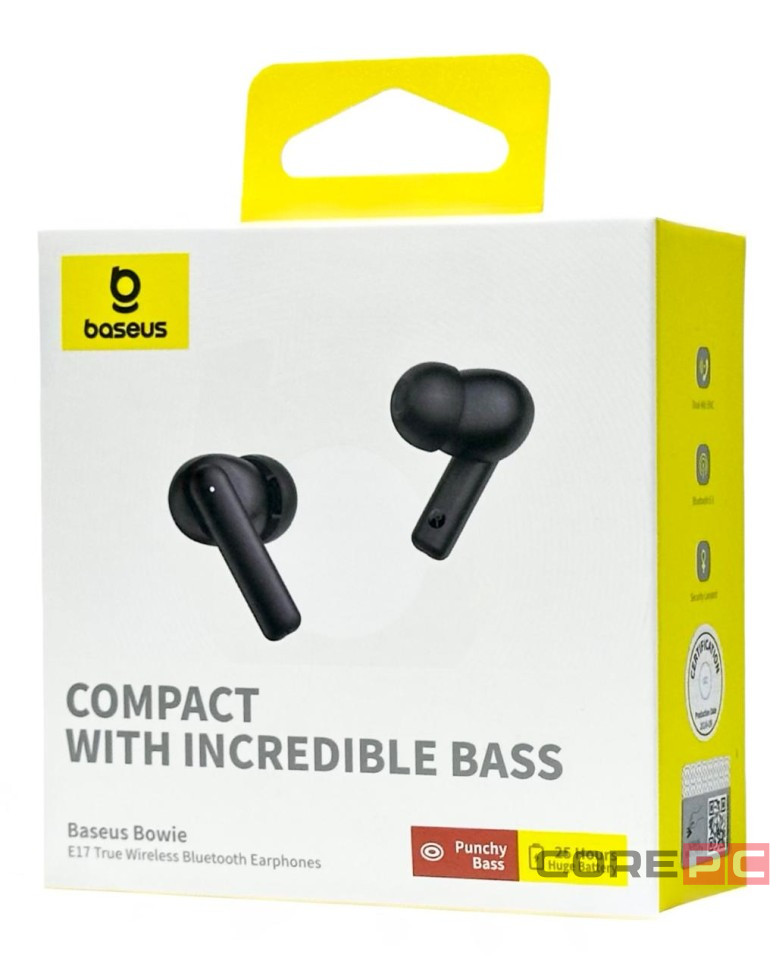 Мобильная Bluetooth-гарнитура Baseus Bowie E17 BT5.3/35mAh (430mAh)/6ч (A00072200113-Z1) черная