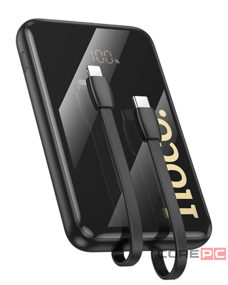 Powerbank Hoco Q37 10000mAh 22.5W+PD20W 1USB/1C с проводом Type-C/Lightning черный