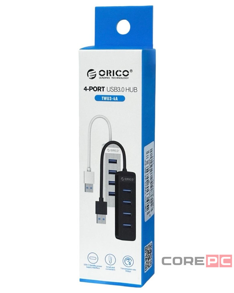 USB3.0 хаб Orico TWU3-4A USB3.0x4 черный