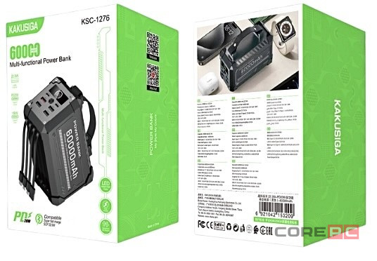 Powerbank Kakusiga KSC-1276 60000mAh 4USB/2Type-C черный