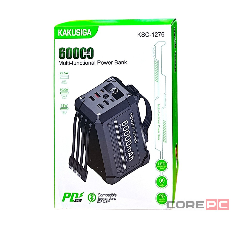 Powerbank Kakusiga KSC-1276 60000mAh 4USB/2Type-C черный