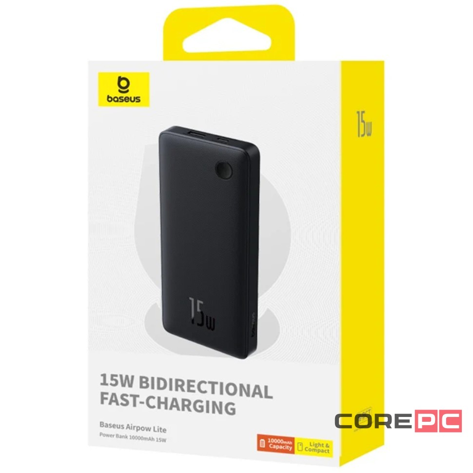 Powerbank Baseus Airpow Lite 10000mAh 1USB/1C 15W (P10067500213-00) чёрный