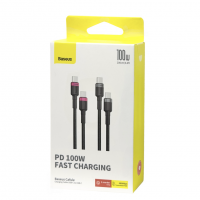 Кабель-зарядка Type-C на Type-C Baseus Cafule Series 100W 2м (P10318306003-01) черно-красный+черный