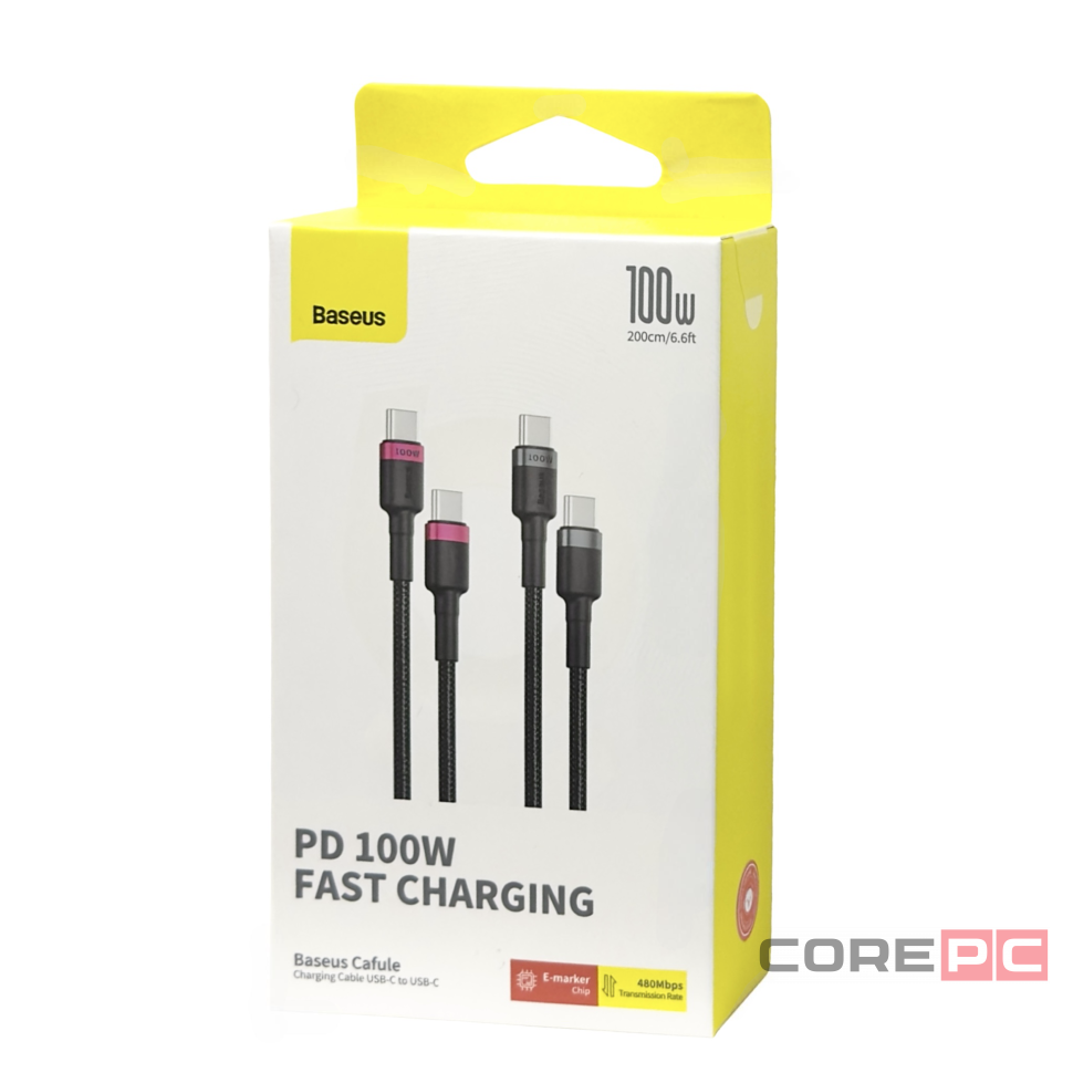 Кабель-зарядка Type-C на Type-C Baseus Cafule Series 100W 2м (P10318306003-01) черно-красный+черный
