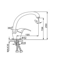 Смеситель для кухни Frap F4103, рычажное управление, цвет хром