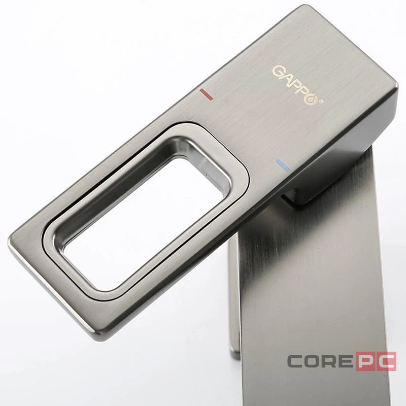 Смеситель для раковины Gappo G1017-9, рычажное управление, цвет оружейная сталь