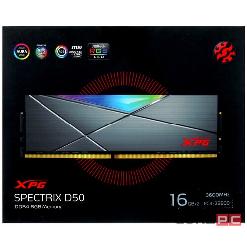 Оперативная память 32 Gb 3600 MHz ADATA XPG SPECTRIX D50 RGB Grey (AX4U360016G18I-DT50)
