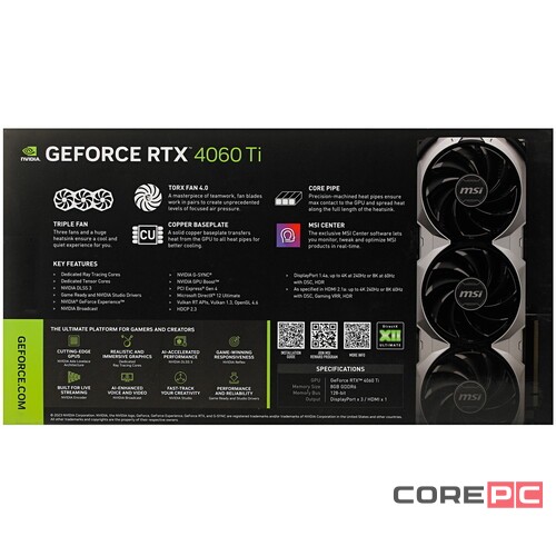 Видеокарта MSI (RTX 4060 Ti VENTUS 3X 8G OC) GeForce RTX 4060 TI 8GB VENTUS 3X OC
