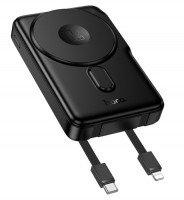 Powerbank Hoco Q48 10000mAh1C 20W с проводом Type-C/Lightning, дисплеем и подставкой черный