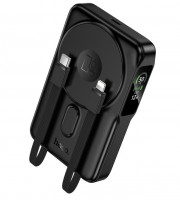 Powerbank Hoco Q48 10000mAh1C 20W с проводом Type-C/Lightning, дисплеем и подставкой черный