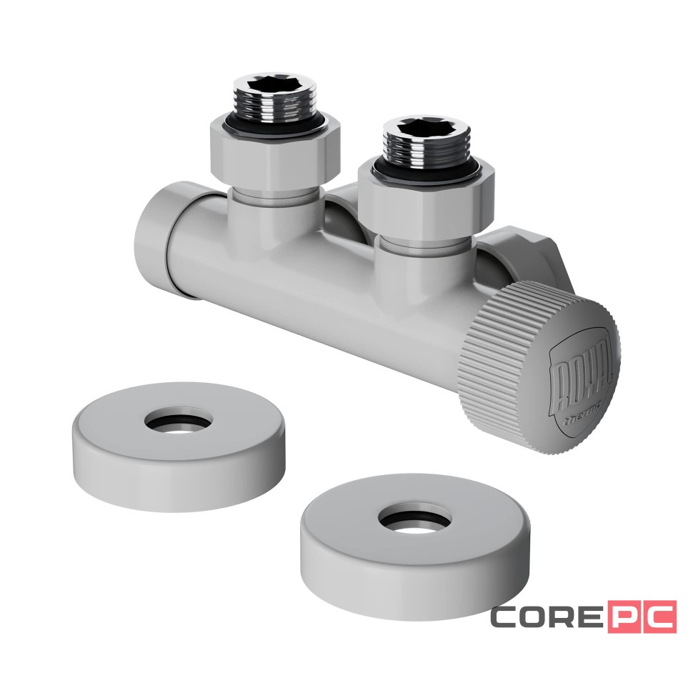 Узел нижнего подключения термостатический угловой Royal Thermo Design Pro 15мм М30х1,5 (Белый)