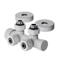 Узел нижнего подключения термостатический угловой Royal Thermo Design Pro 15мм М30х1,5 (Белый)