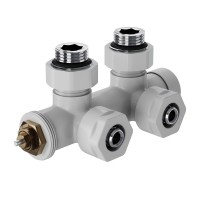 Узел нижнего подключения термостатический угловой Royal Thermo Design Pro 15мм М30х1,5 (Белый)