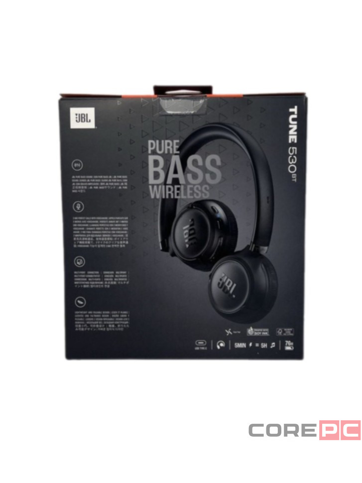 Стереонаушники Bluetooth Полноразмерные JBL T530BT BT6.0/450mAh/76ч черные