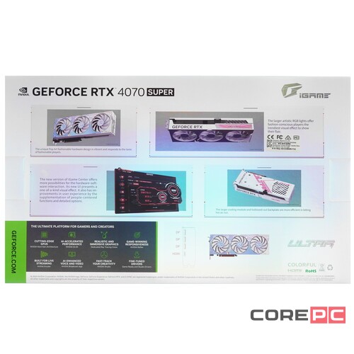 Видеокарта Colorful (RTX 4070 SUPER Ultra W OC 12GB-V) GeForce RTX 4070 SUPER 12GB iGame Ultra W OC
